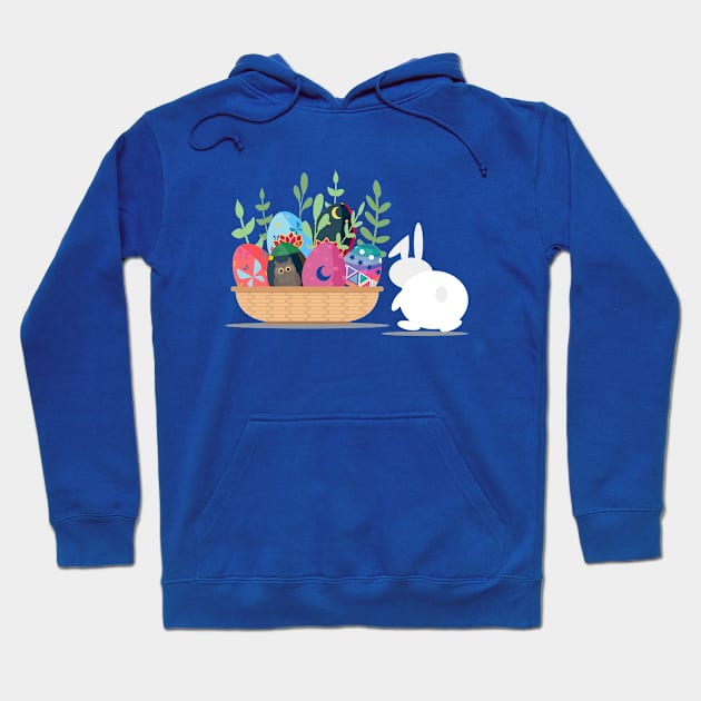 happy easter bunny basket Hoodie by gossiprag